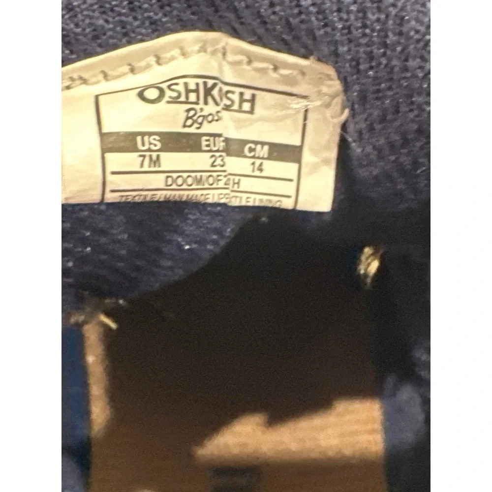 OshKosh B'gosh High Top Boots Boys 7 Toddler Tan Navy Faux Suede‎